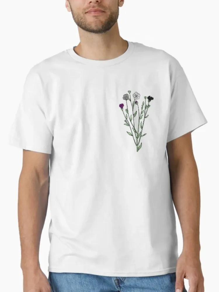 Women's simple floral-print round-neck short-sleeved T-shirt