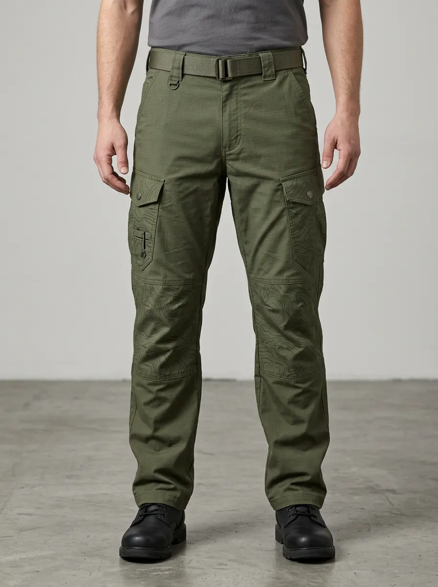 Unisex Outdoor Topographic Map Printed Tactical Work Pants — Casual Rotation