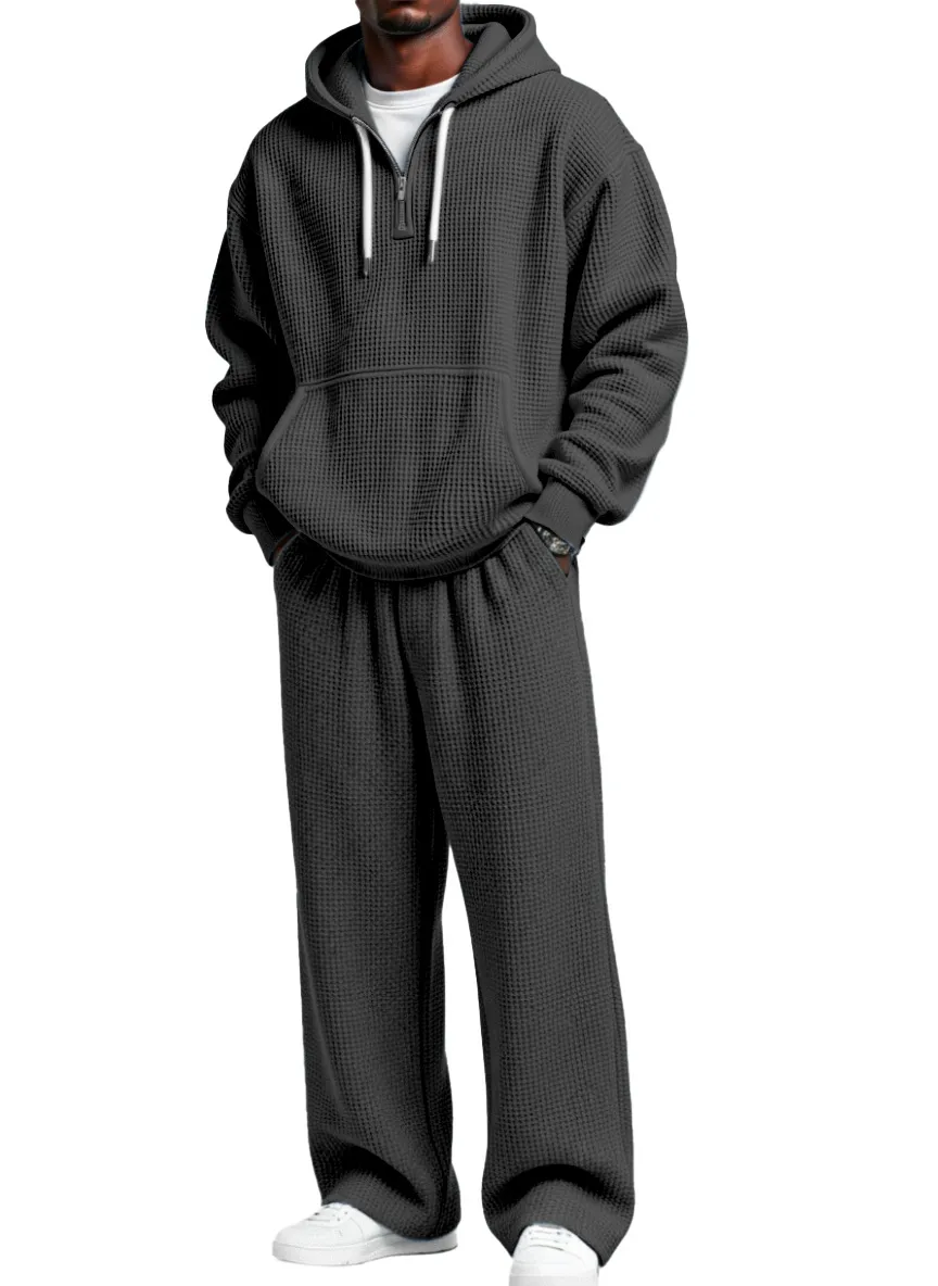 Textured Knit Hooded Zip Set