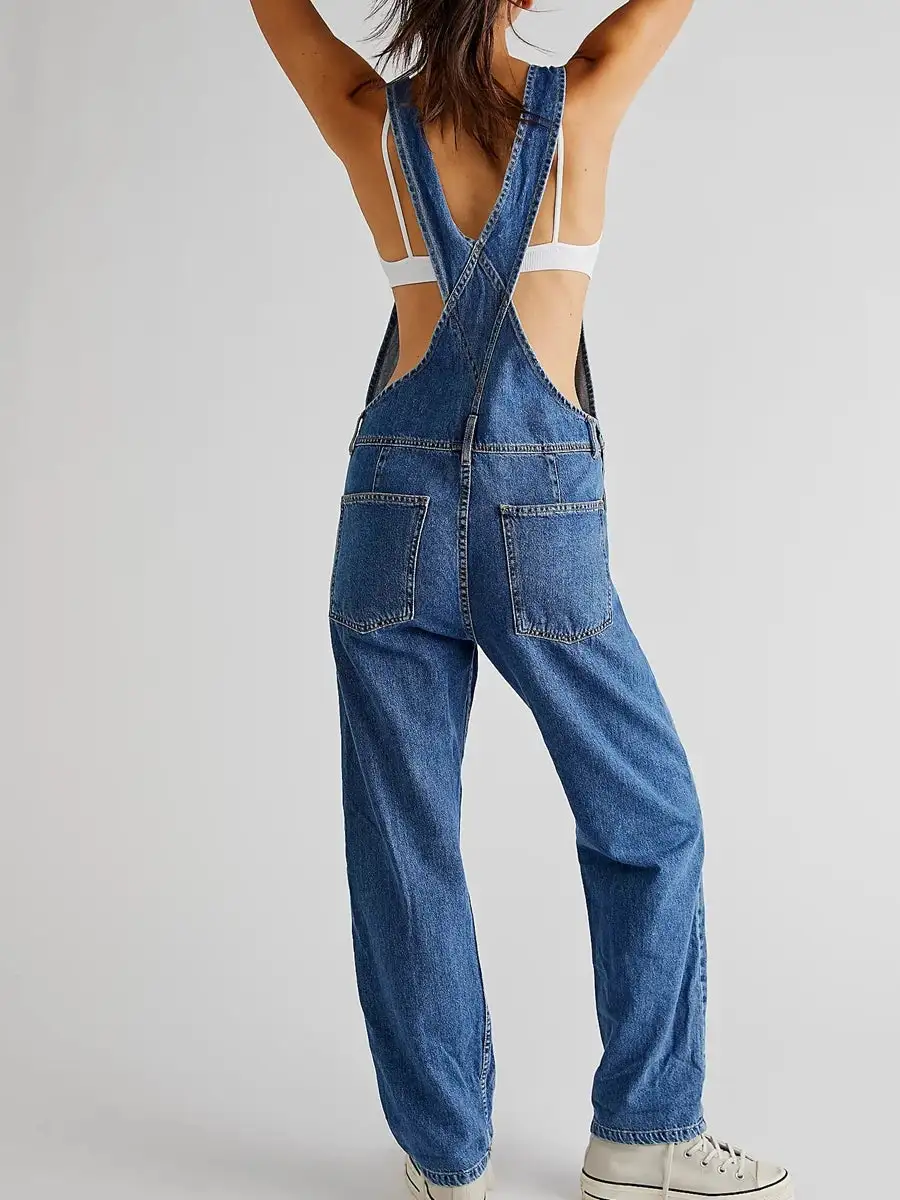 Denim Elegance Slim-Fit Jean-Skirt Adjustable Jumpsuit