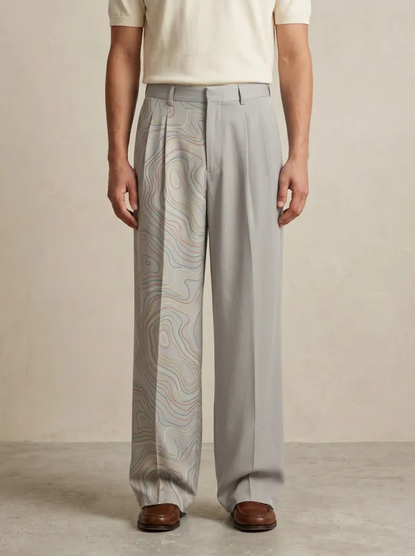 Men's Outdoor Explorer Topographic Map Printed Wide Leg Pants
