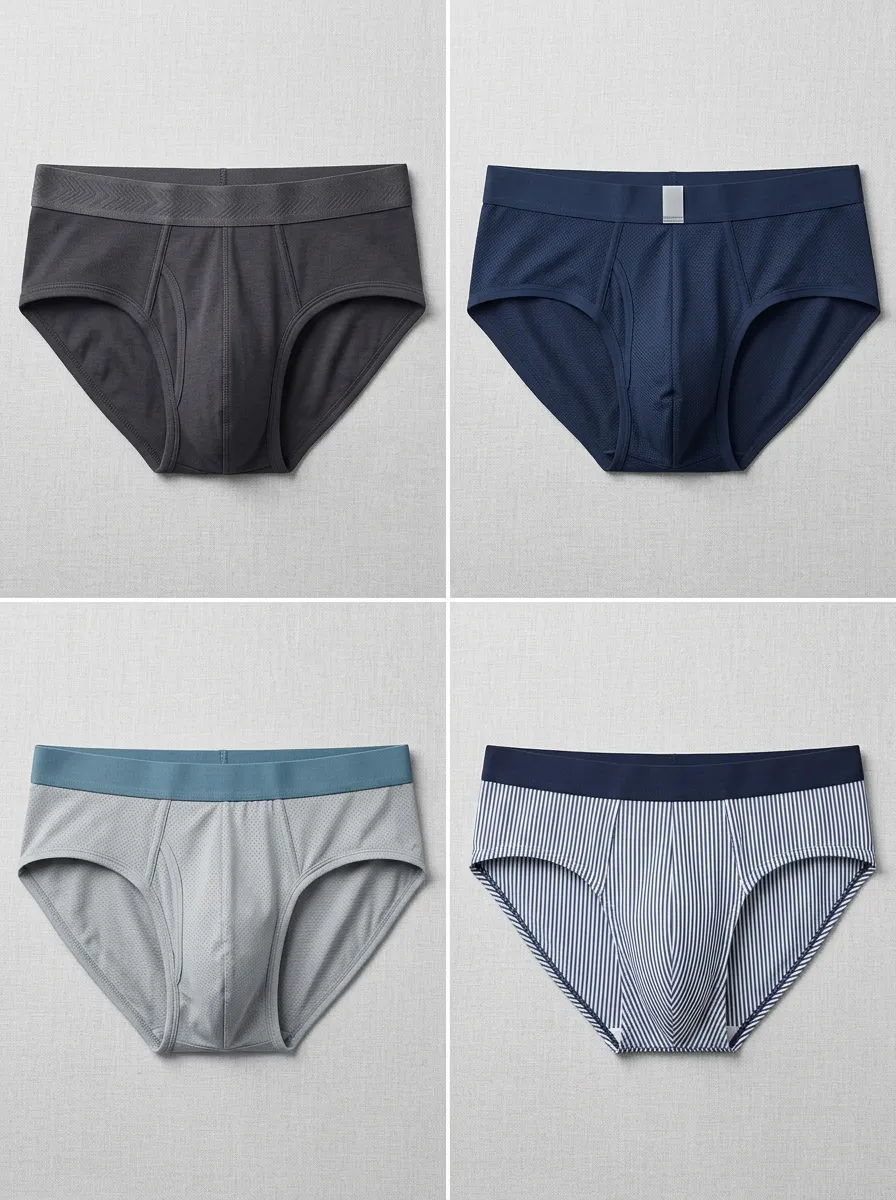 Men's Comfort Breathable Mesh Striped Printed Briefs Underwear Set