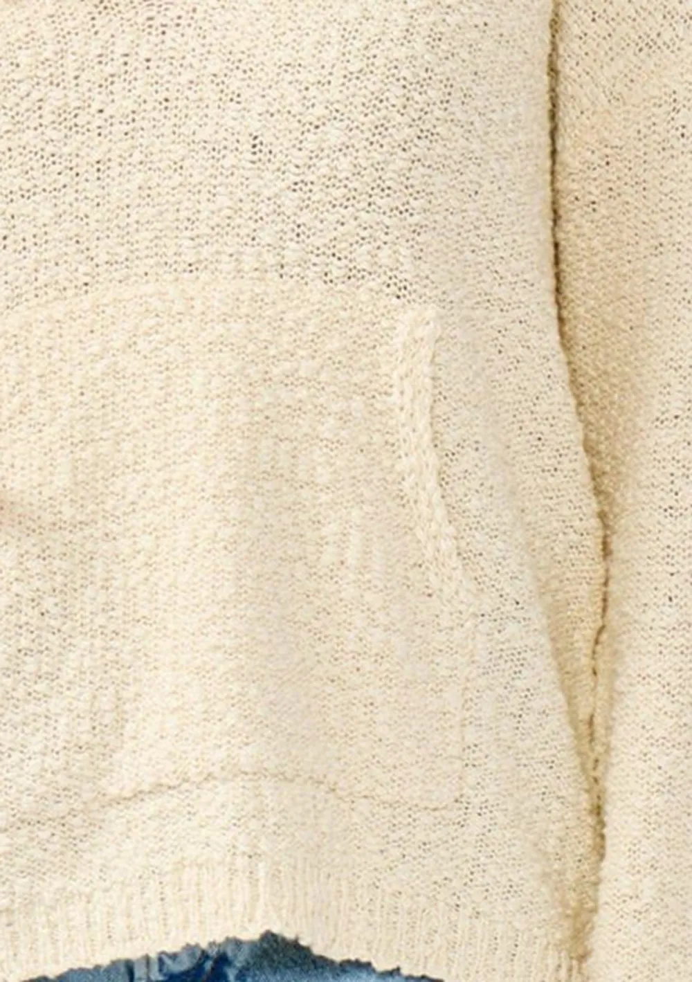 Drop Shoulder Hooded Knit Top