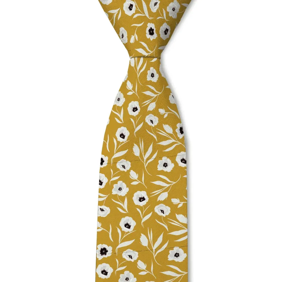 Tailored Botanical Floral Pattern Necktie