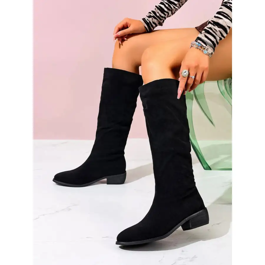 Chic Point Toe Block Heels Boots