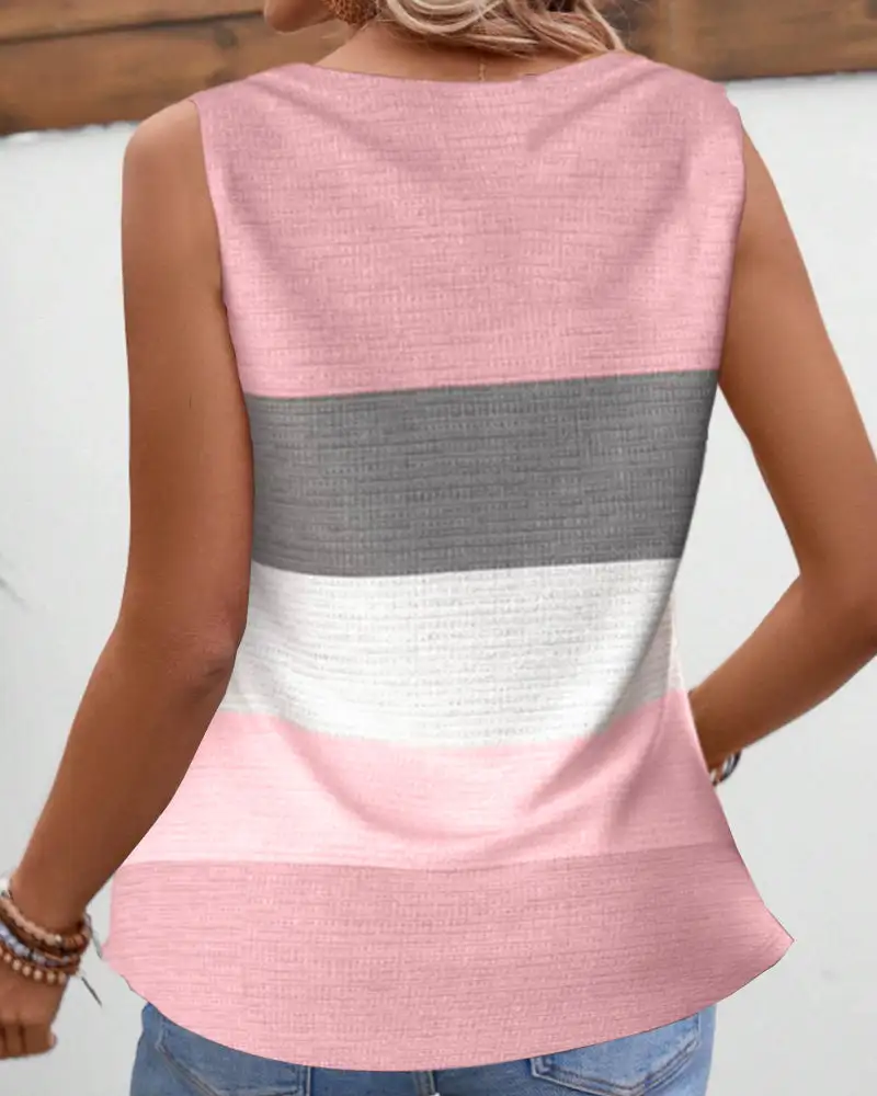 Striped Button Front Blouse