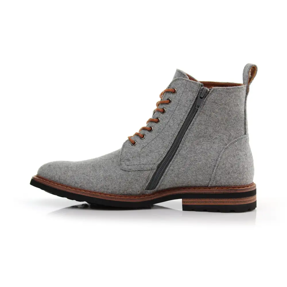 Faux-Leather Burnished Lace-Up Ankle Boots