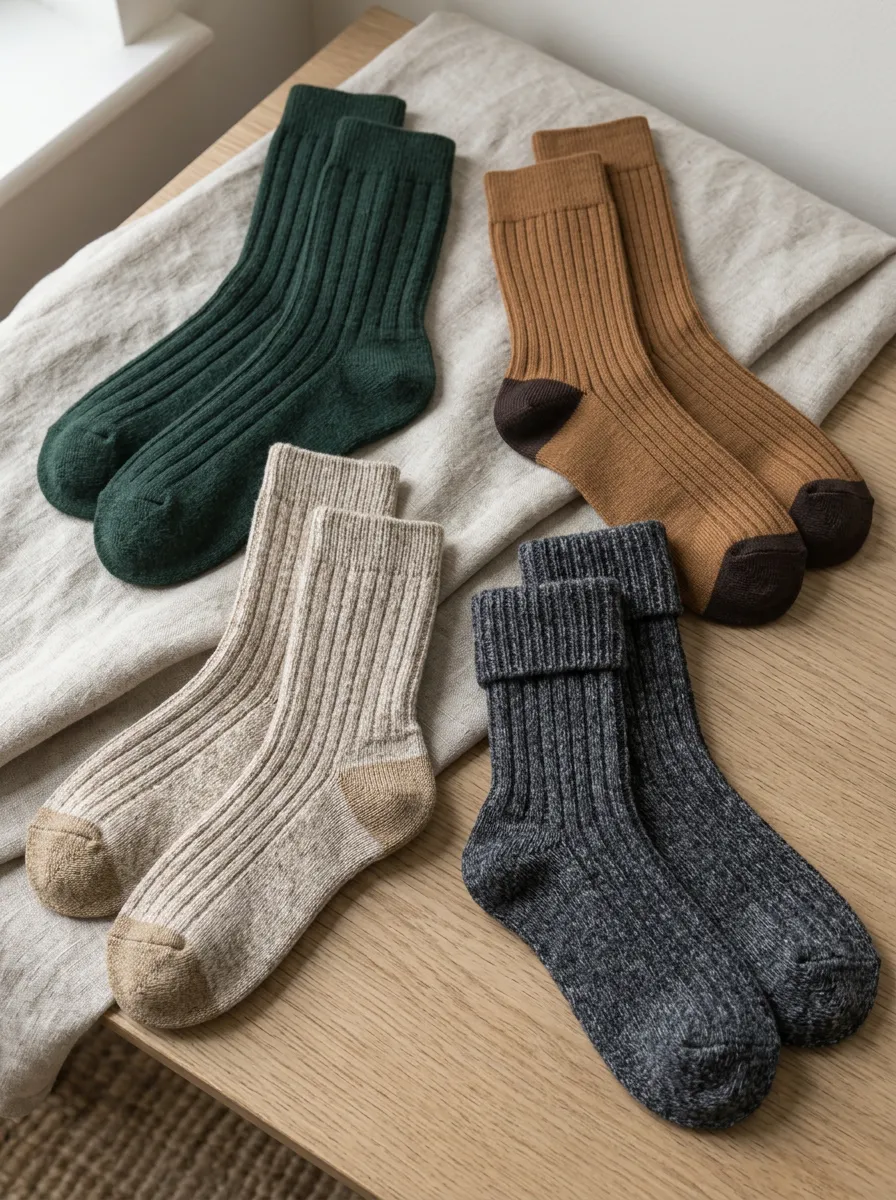 Men's Casual Daily Wear Ribbed Knit Multi-Color Cotton Socks