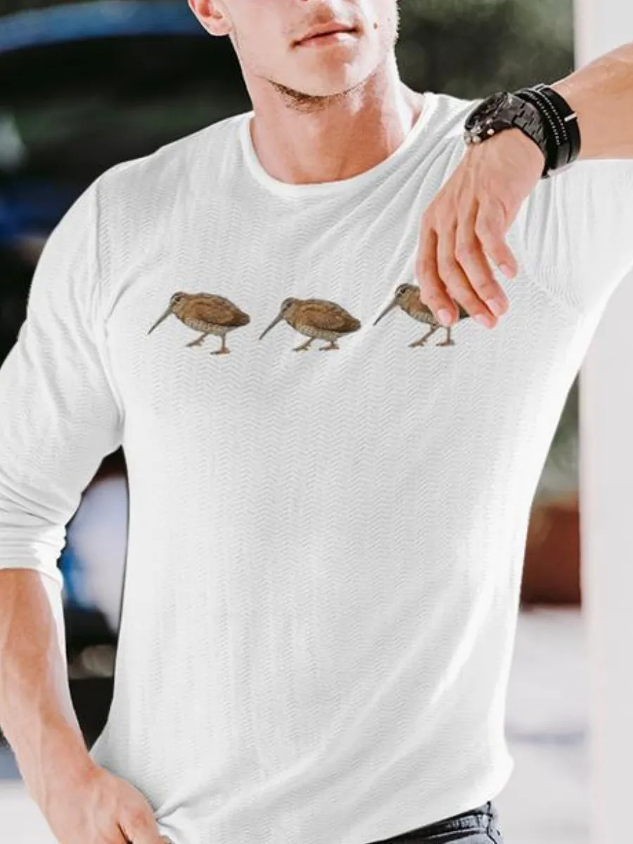 Bird Patterm Round Neck T-Shirt