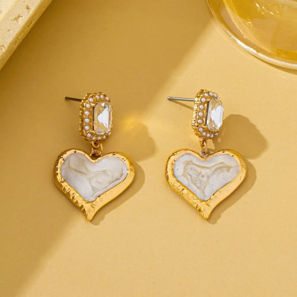 Marbled namel Heart Crystal Drop