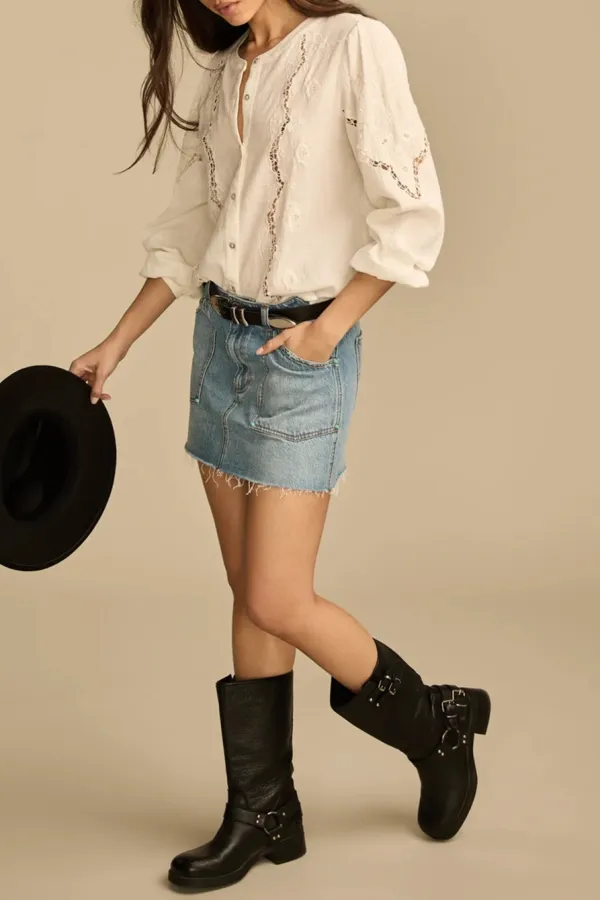 Denim Wester Midi Skirt