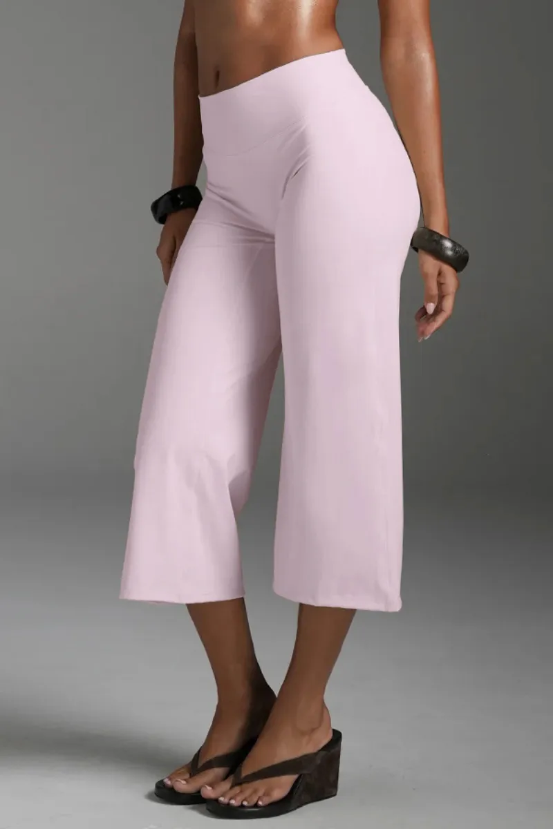 High-Waist Wide-Leg Running Capri Trousers