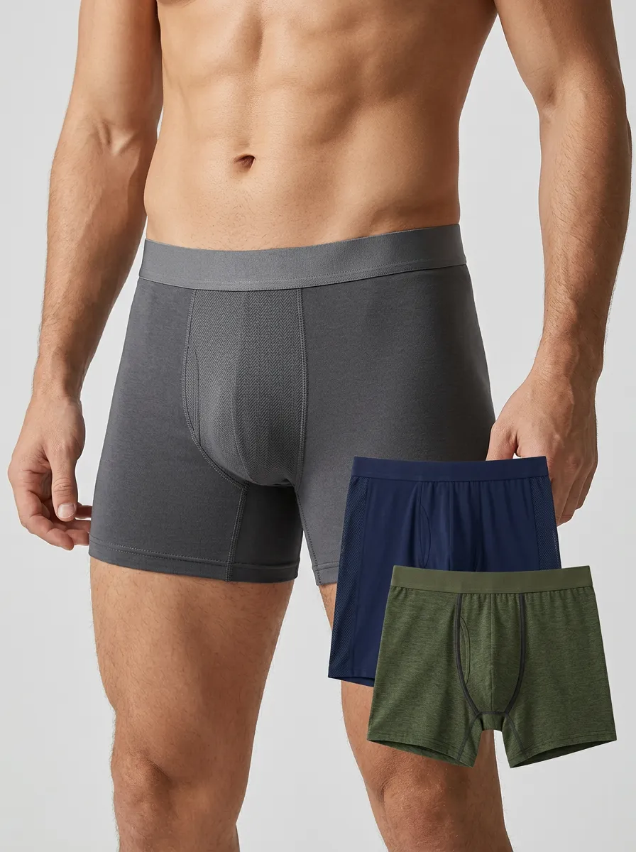 Men's Minimalist Herringbone Pattern Boxer Briefs