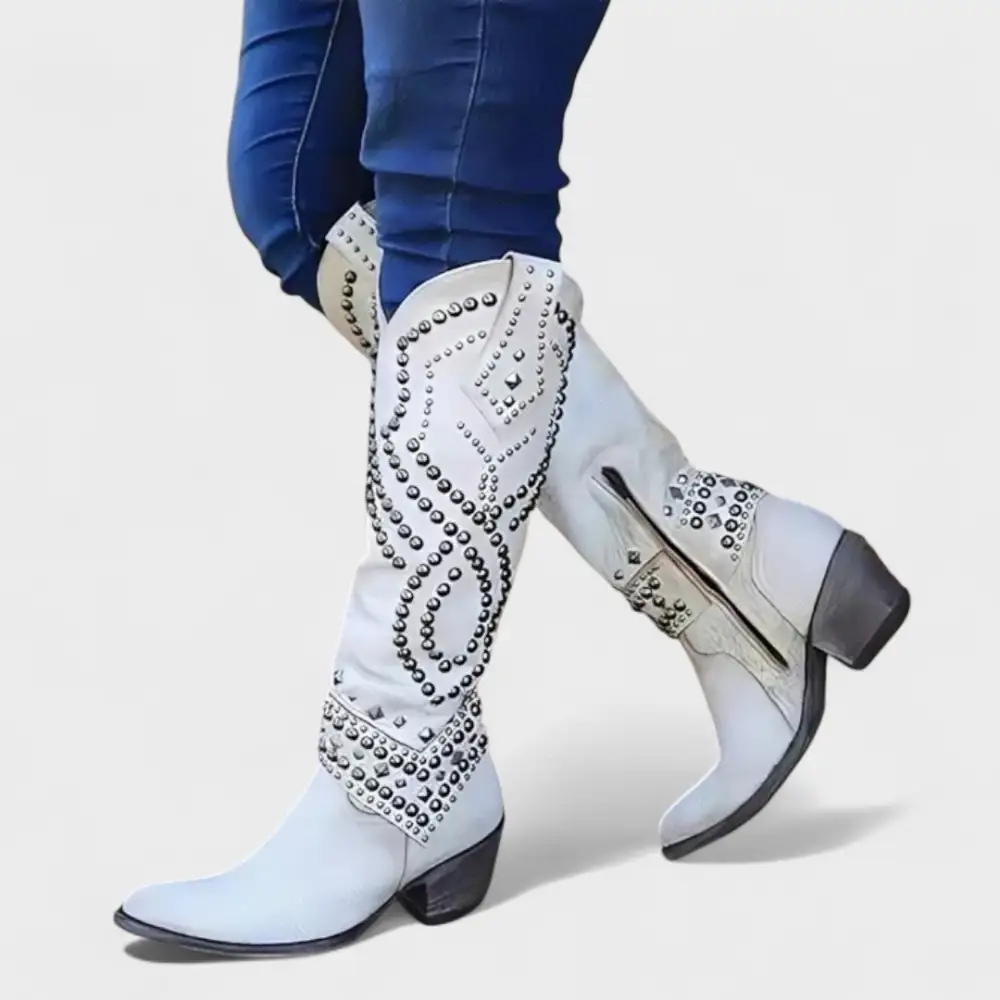 Leather Western Knee High Knee High Boots