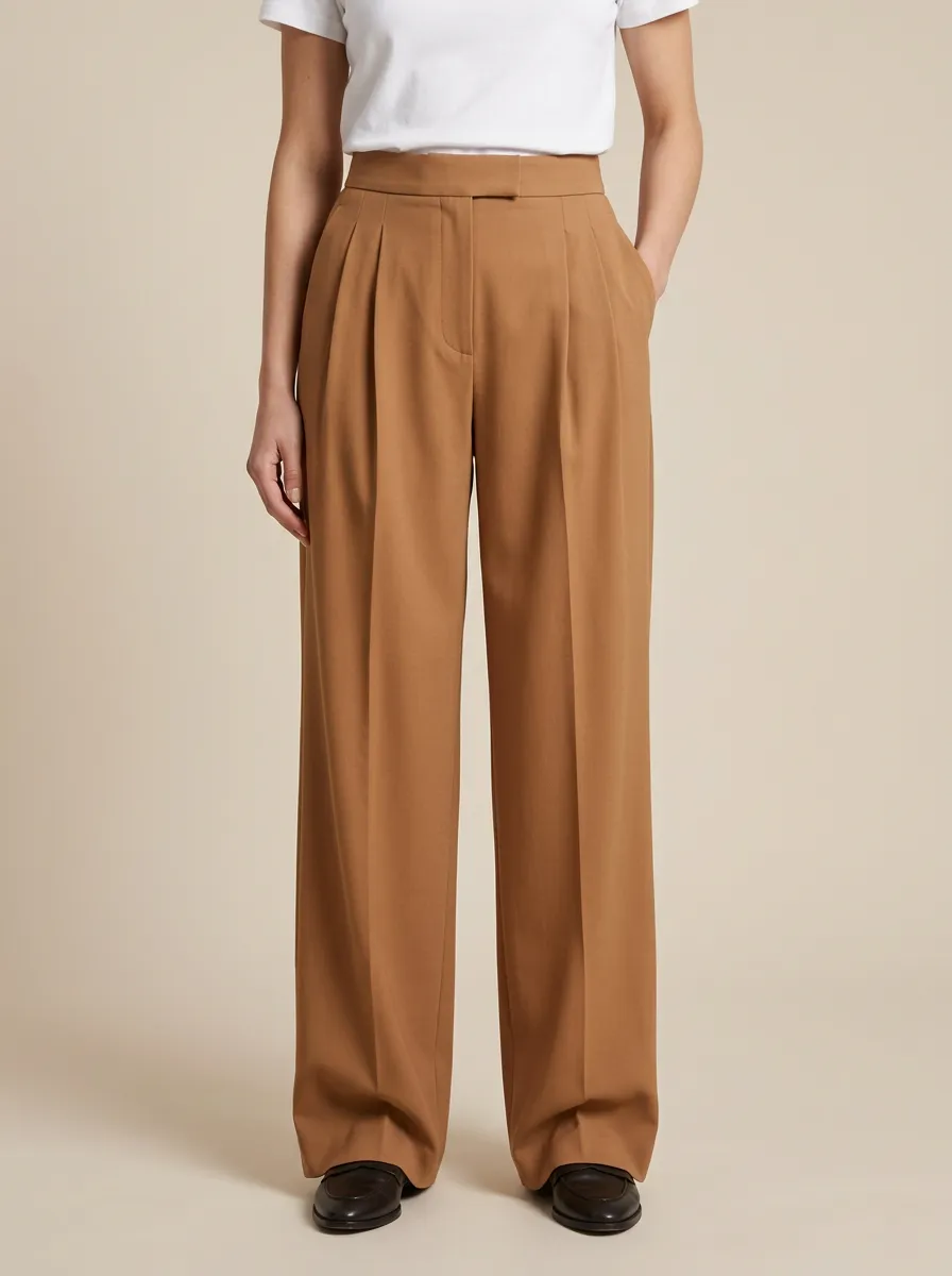 Everyday Contemporary Pleated High Rise Wide Leg Trousers