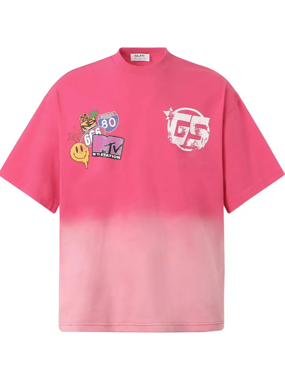Textured Graphic Crew Neck Oversized Tee