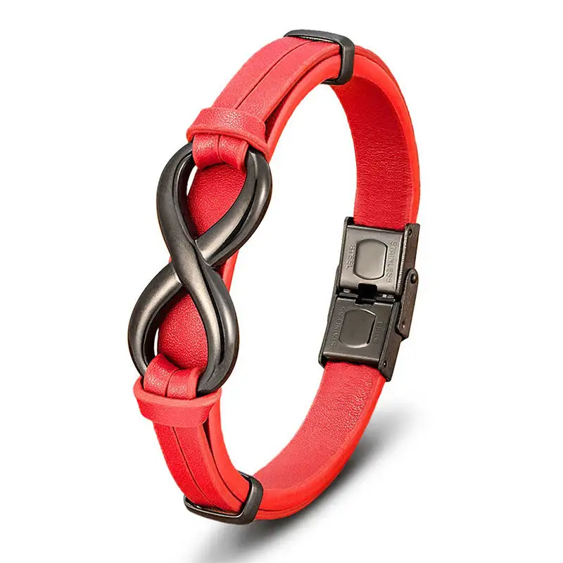 Infinitely Design Titanium Steel Leather Bracelet