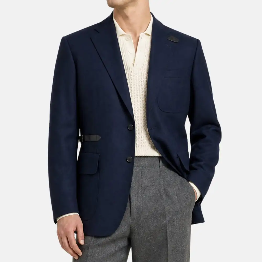 Leather Cashmere Blazer Jacket
