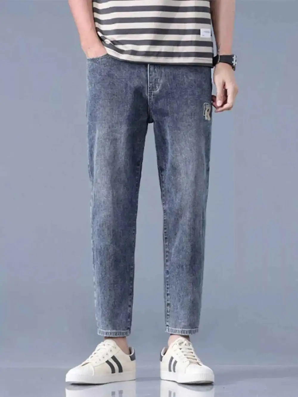 Straight-Leg Wash Jeans