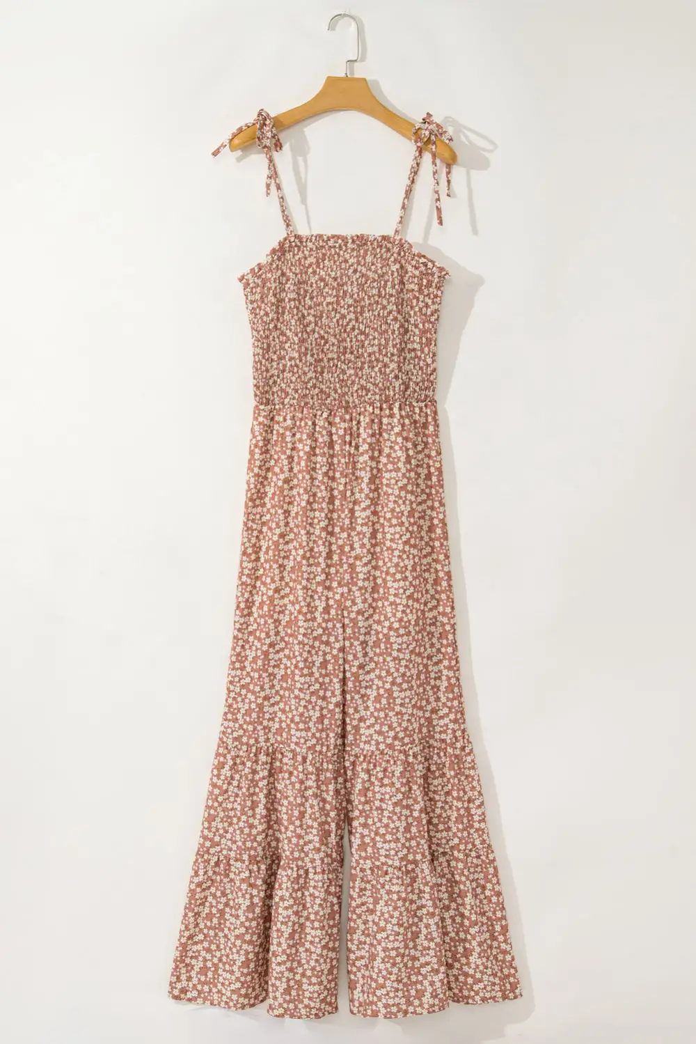 Thin Straps Smocked Bodice Wide Leg Accessory