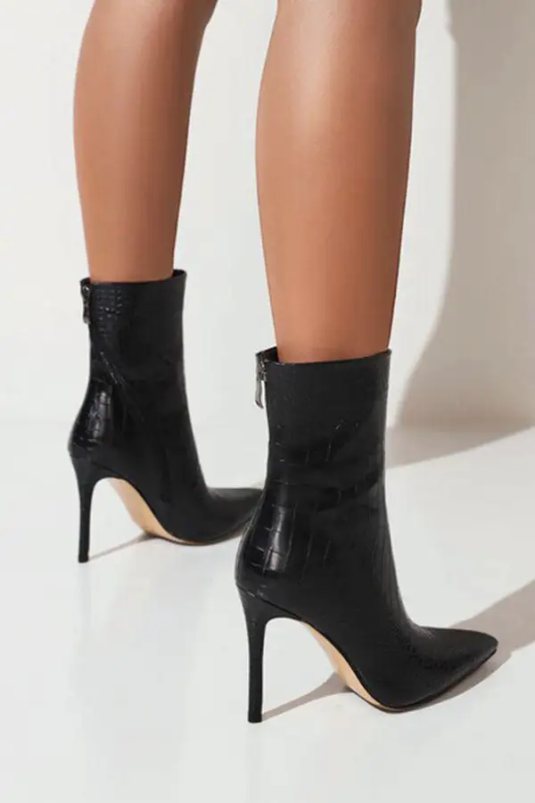 Stone Pattern Zip-Up Boots
