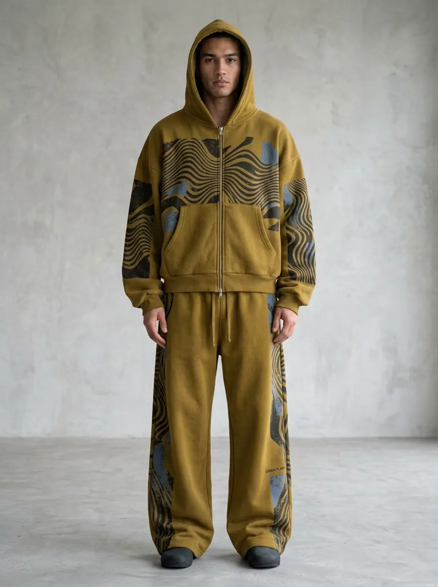 Coordinated Hoodie Zip-Up Jogger Men's Two-Piece Tracksuit