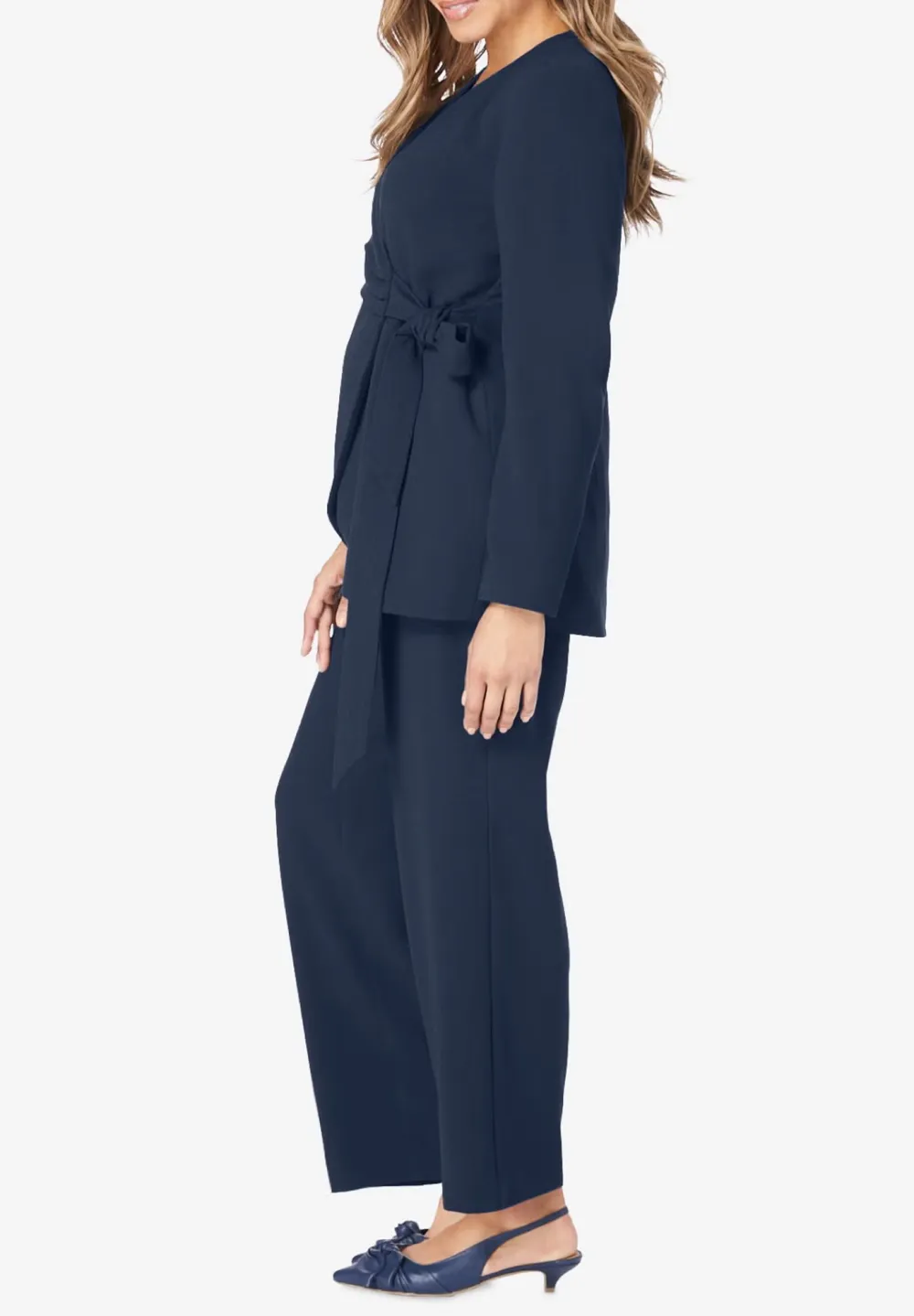 V-neck Faux Wrap Pantsuit