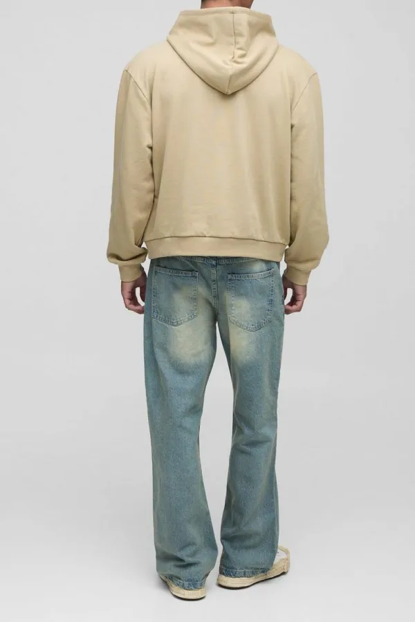 Antique Blue Relaxed Flared Rigid Washed Jeans