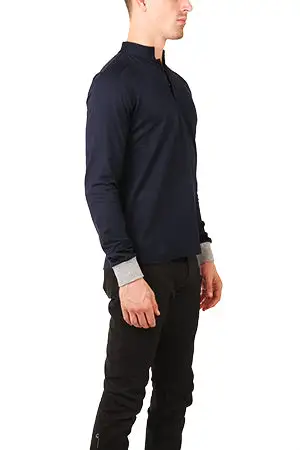 Long Sleeve Pique Cotton Polo Shirt