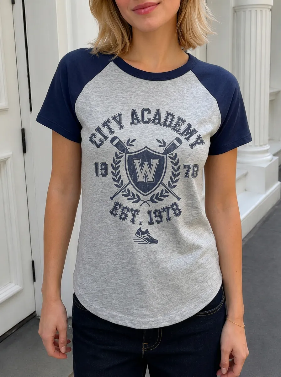 Women's City Academy 1978 Shield Logo Printed Raglan T-shirt