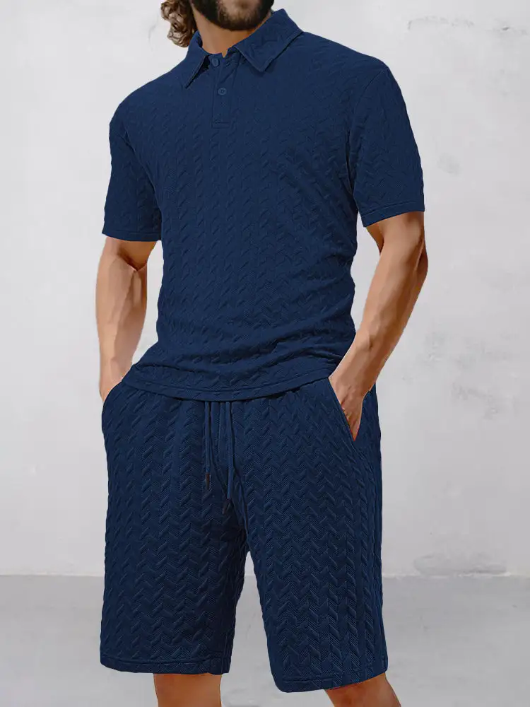 Casual Jacquard Textured Matching Set