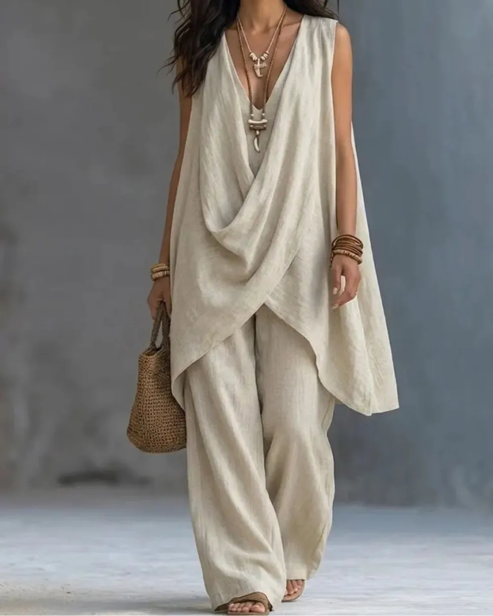 Boho Draped Two-Piece Set