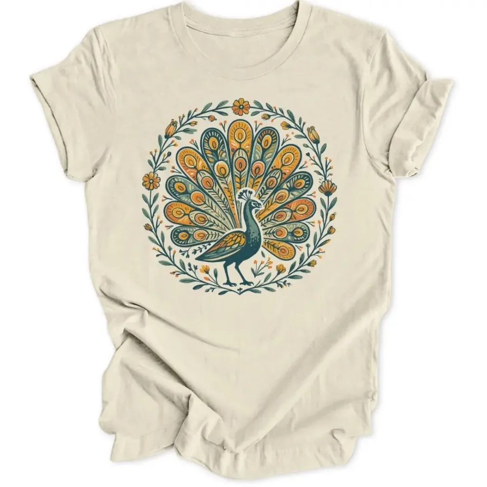 Folky Peacock Unisex T-Shirt