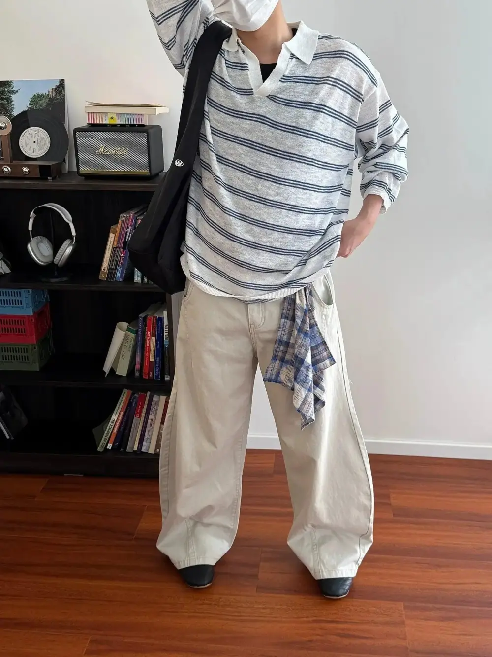 Detachable Scarf Wide Leg Jeans