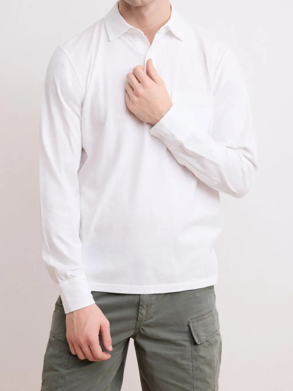 Comfortable Casual Breathable Daily Ivory Polo Shirt