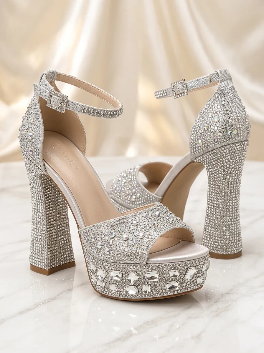Luminous Rhinestone Dress Heels