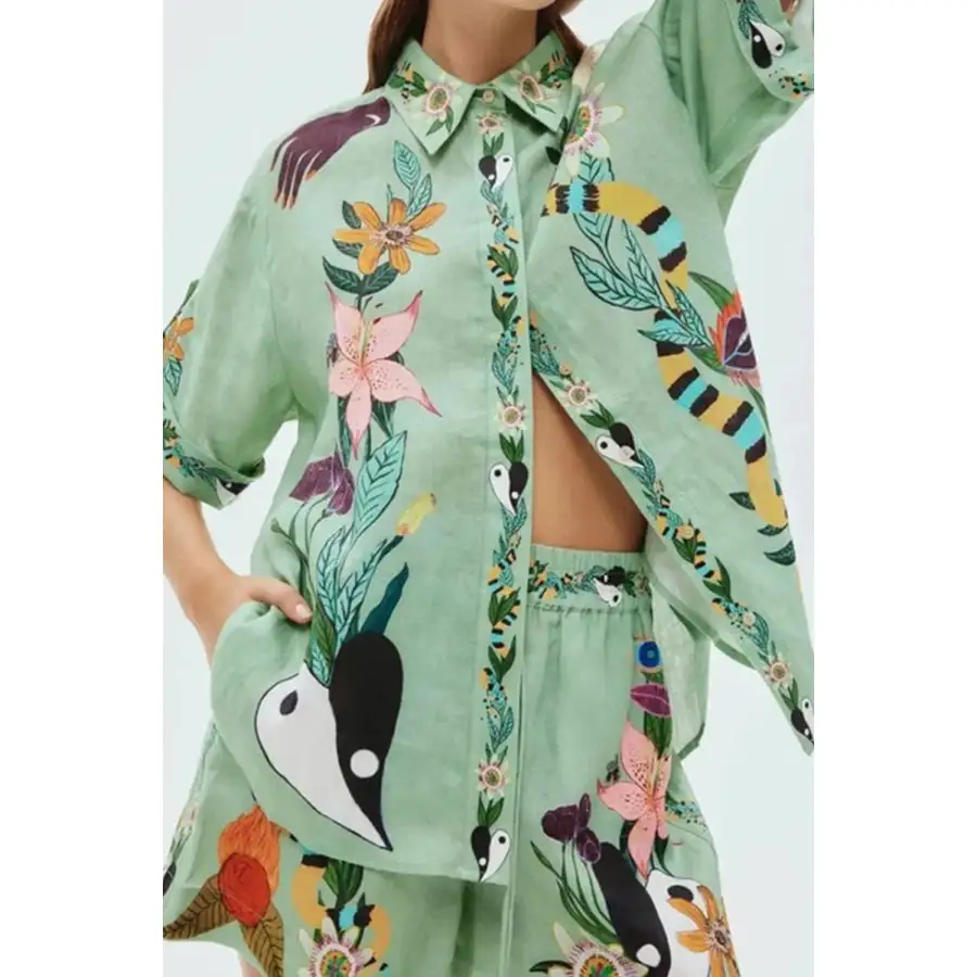 Tropical Paradise Floral Print Shirt and Shorts Set