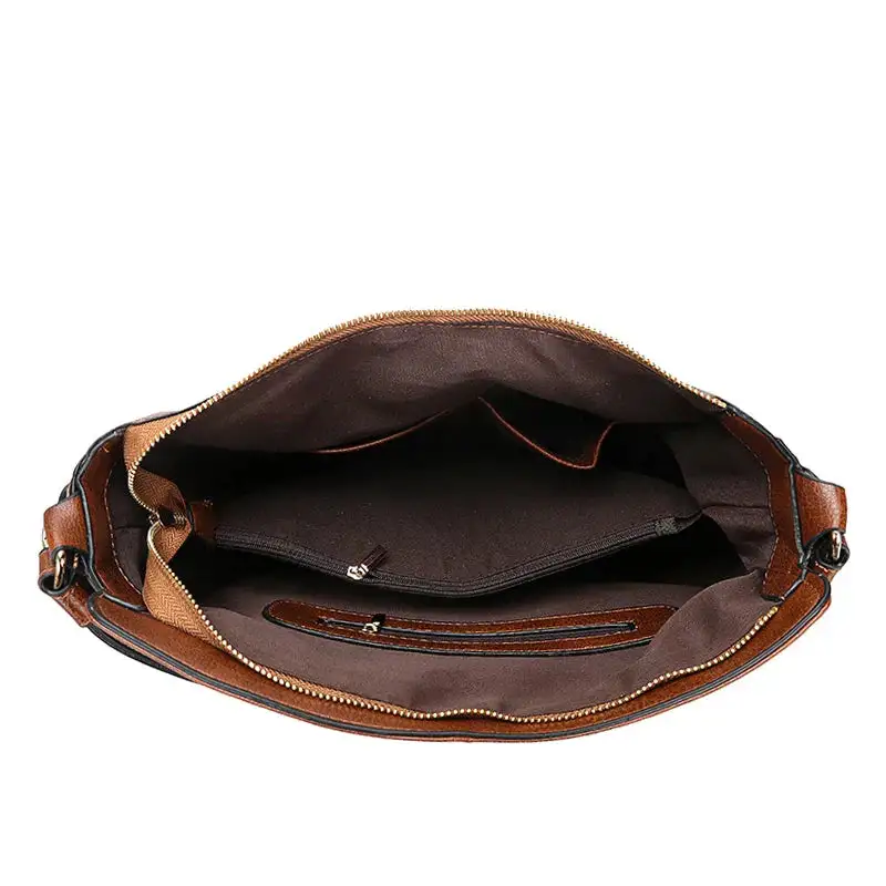 Leather Look Hobo Bag Large Shoulder Handbag Crossbody Strap