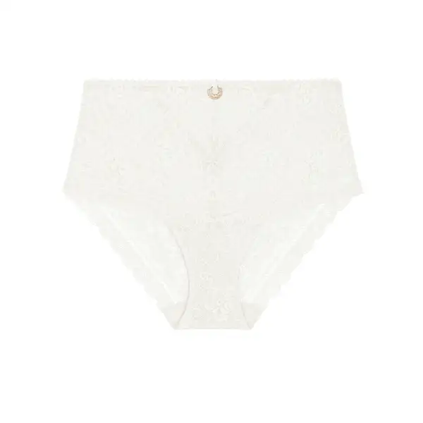 Women's Full Coverage High Cut Flat Seams Elastic Waistband Cotton Gusset Lace Cotton Lightweight Soft Fabric Stretch Fit Brief Panty