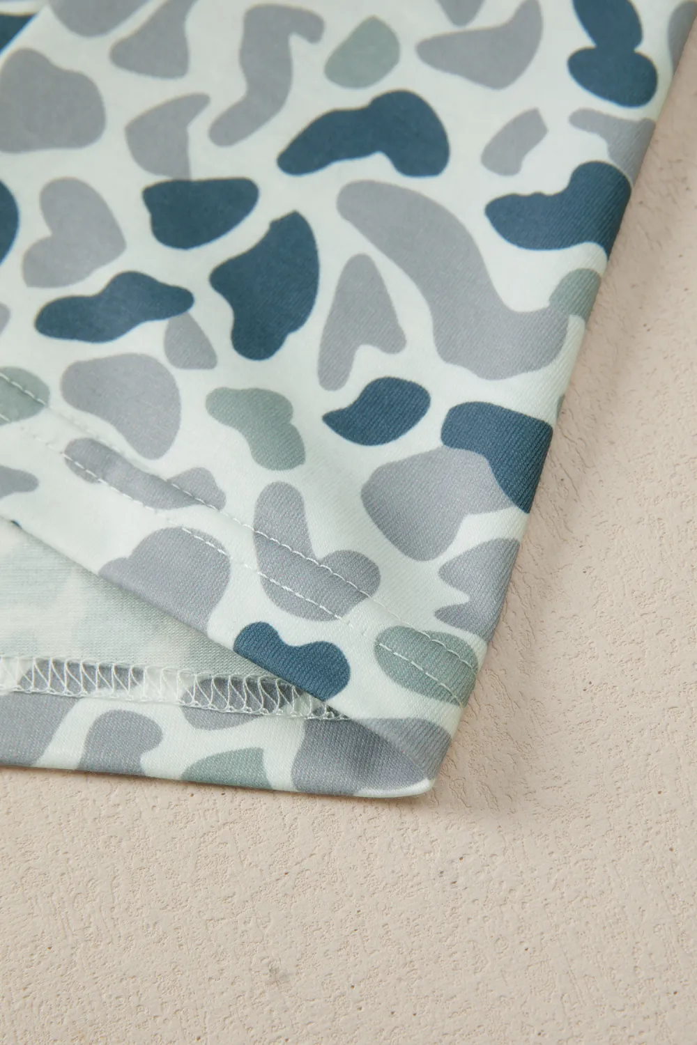 Gray Camouflage Print Single Chest Tee