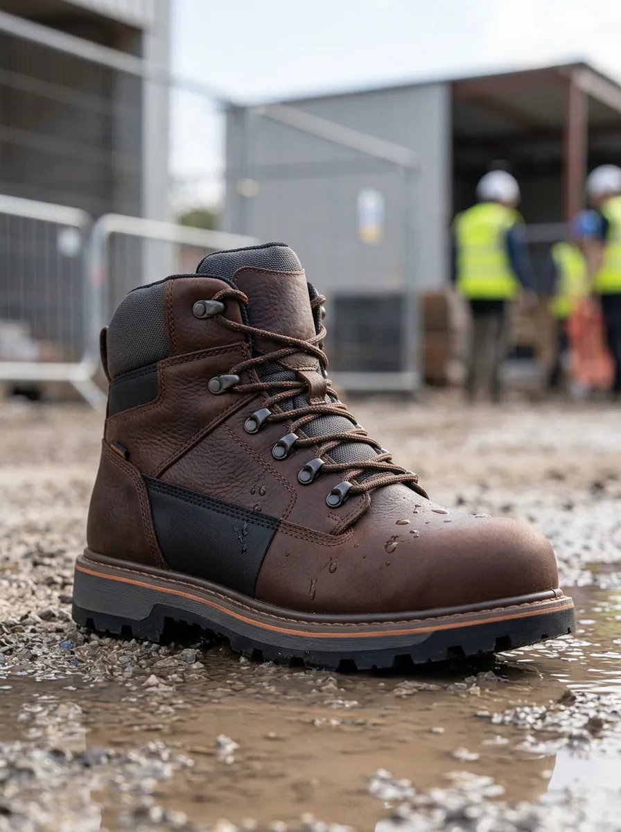Protective-Look Leather-Look Workwear Men's Waterproof Work Boots