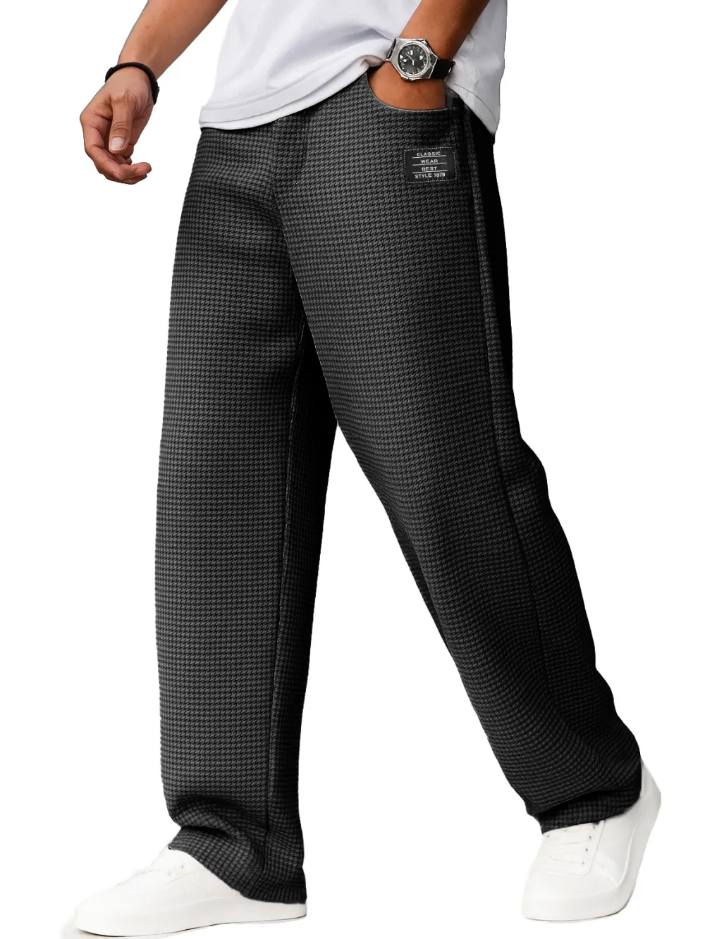 Textured Knit Drawstring Trousers