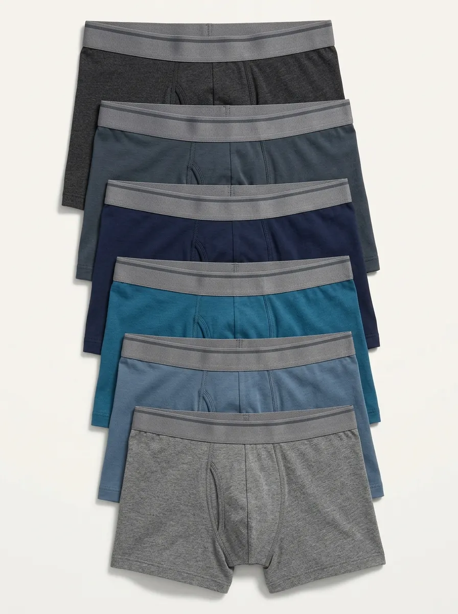Men's Solid Wide Waistband 6-Pack Boxer Briefs