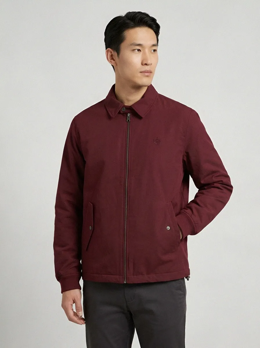 Men's Navy Spread-Collar Harrington Jacket