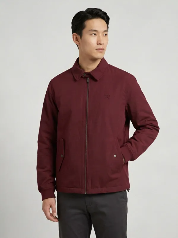 Men's Navy Spread-Collar Harrington Jacket