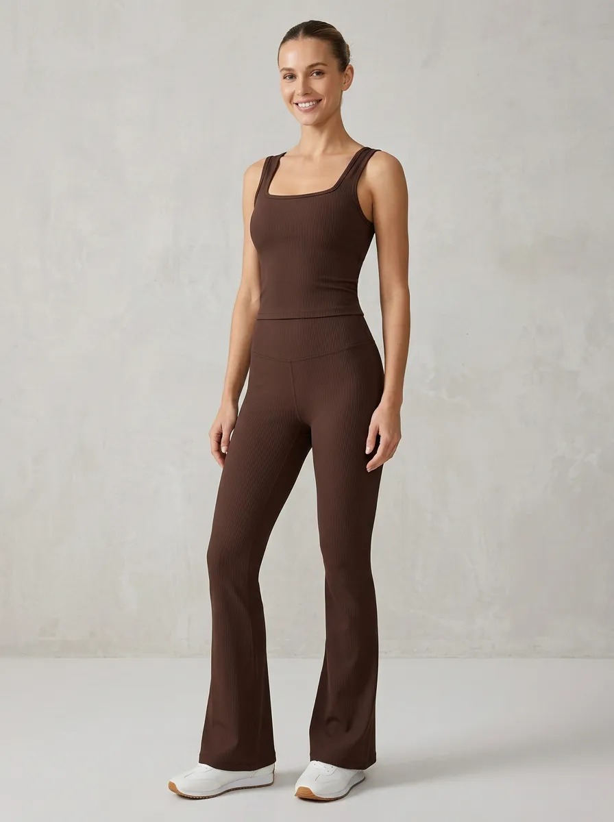 Active Workout-Look Women's Tank Top Flare Pants Active Set