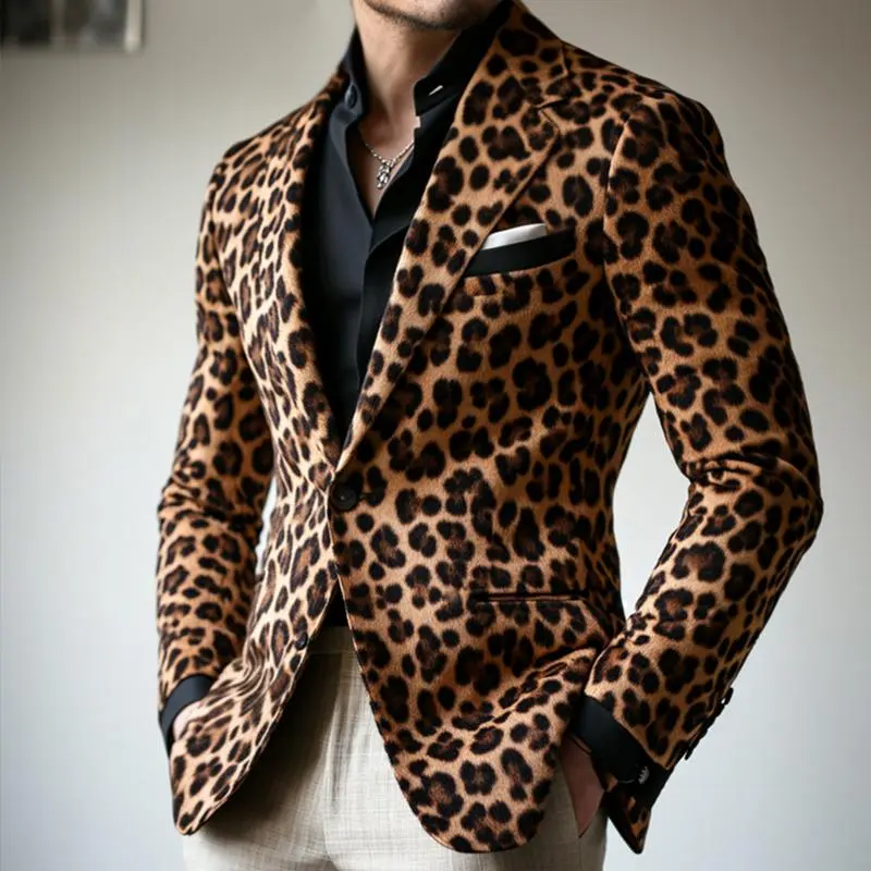 Structured Button Leopard Print Blazer