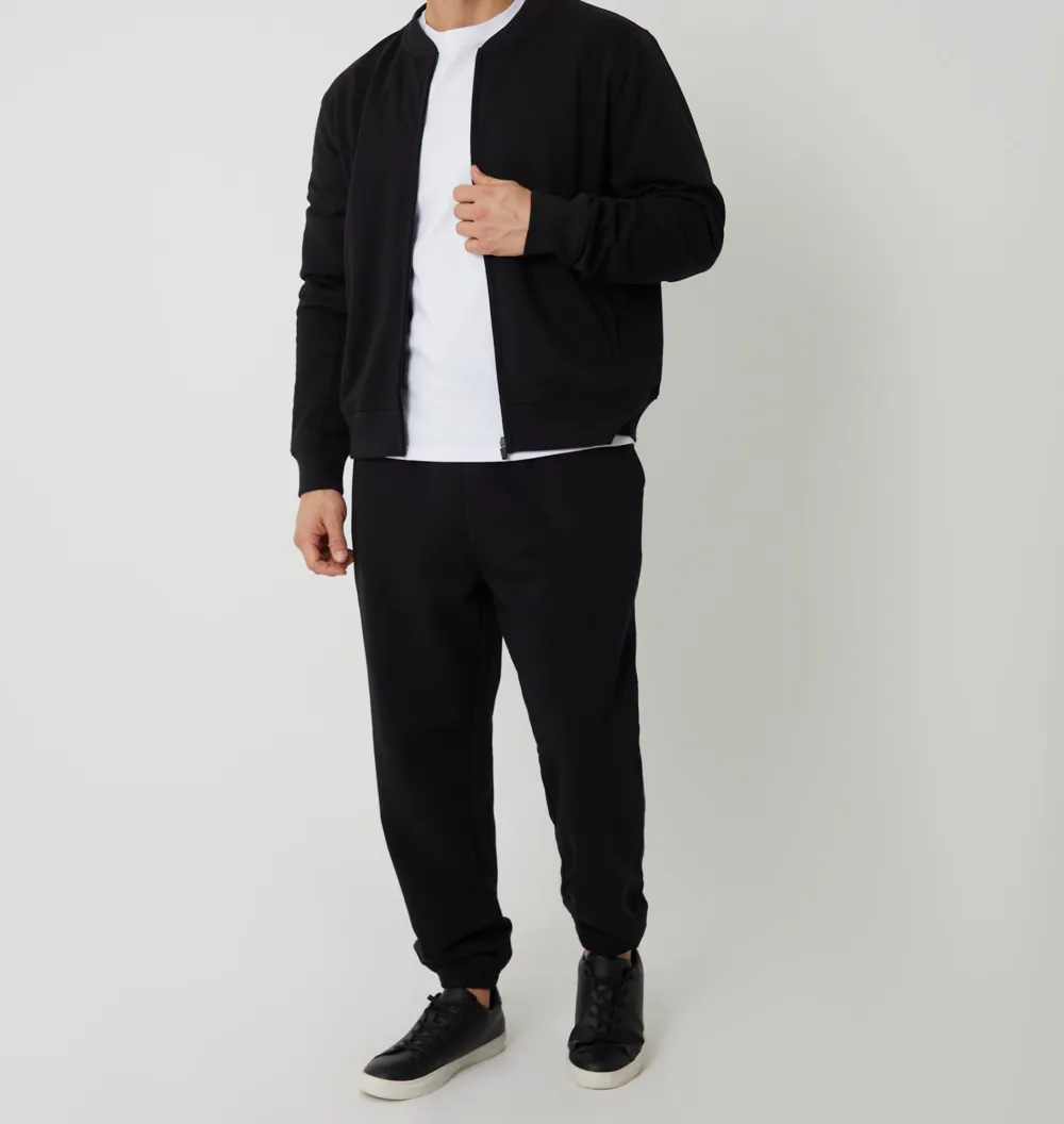 Men's Black Sweat Bomber Jacket