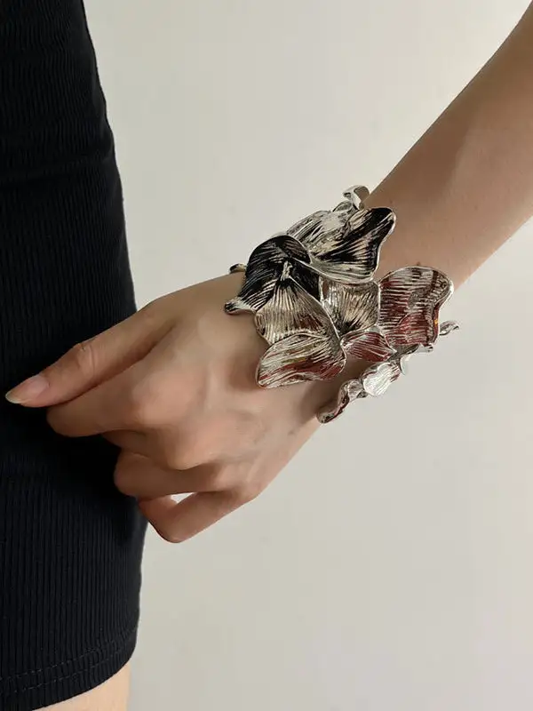 Floral Geometric Alloy Vintage Bracelet And Ring Set