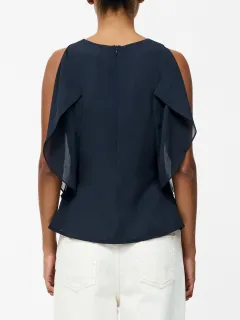 Elegant Solid Color Sleeveless Round Neck Top